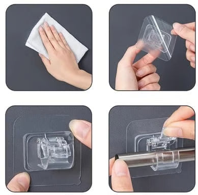 Self Adhesive Curtain Rod Holder Hooks