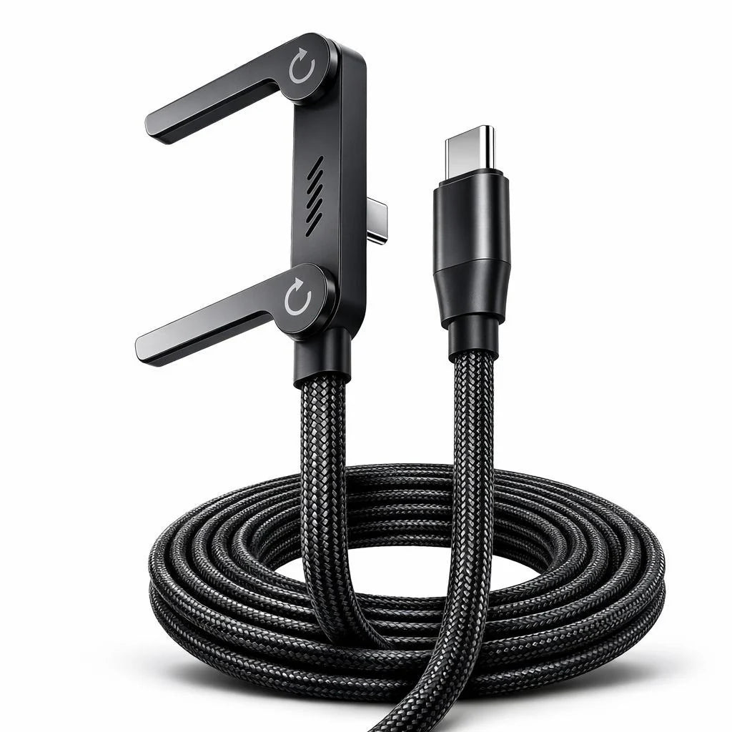 240W Type C Fast Charging Cable with Invisible Holder – 2-in-1 Mobile Stand Cable