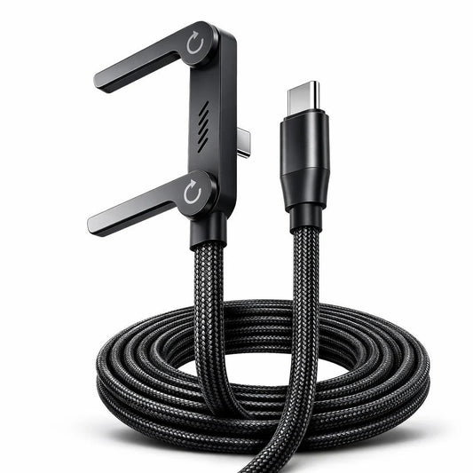 240W Type C Fast Charging Cable with Invisible Holder – 2-in-1 Mobile Stand Cable