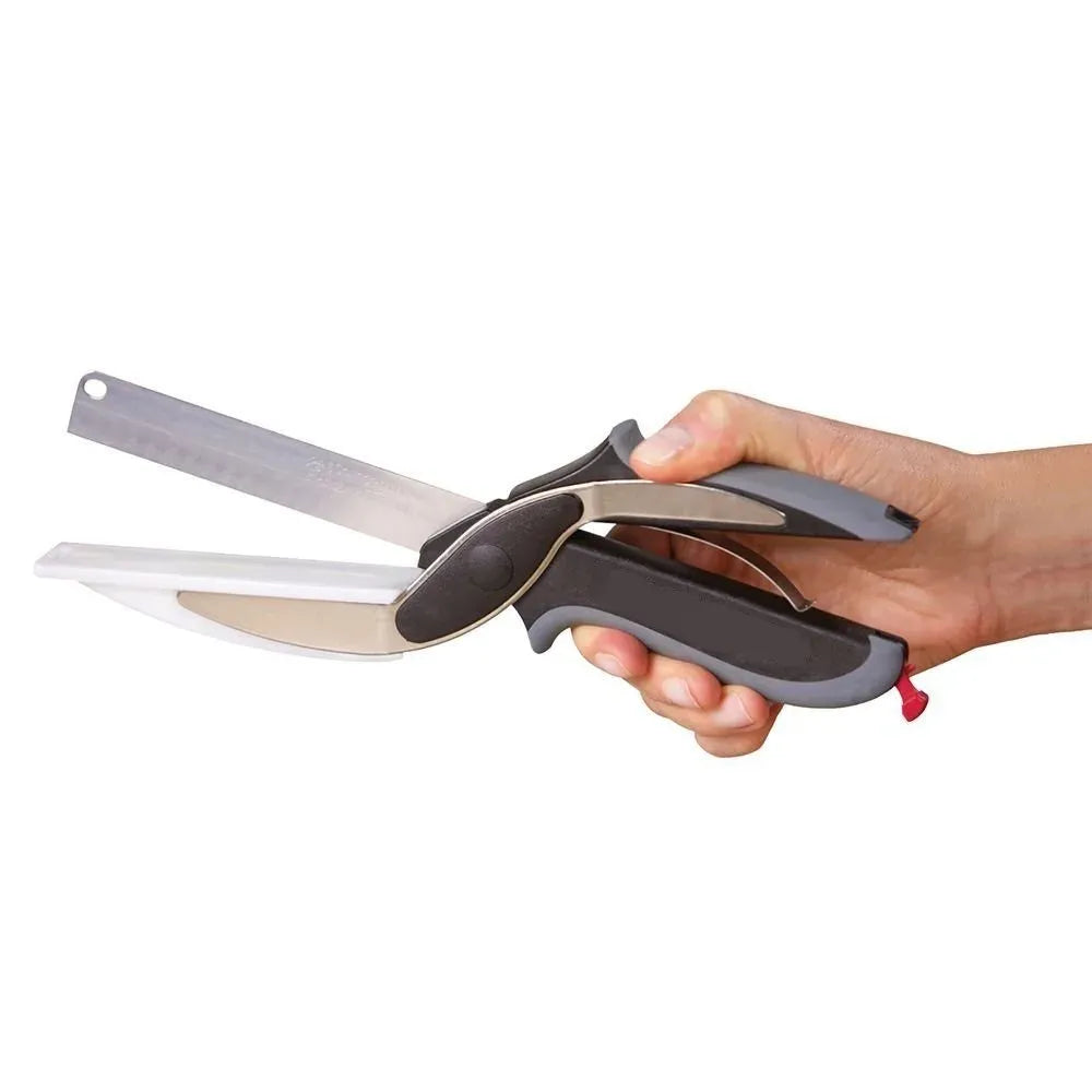 2 in 1 Multipurpose Vegetable Slicer & Fruit Cutter Knife with Built-in Cutting Board