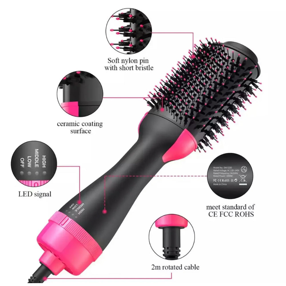 3-in-1 Blow Hair Dryer - Volumizer Brush, Straightening & Curl ( IMPORTED )