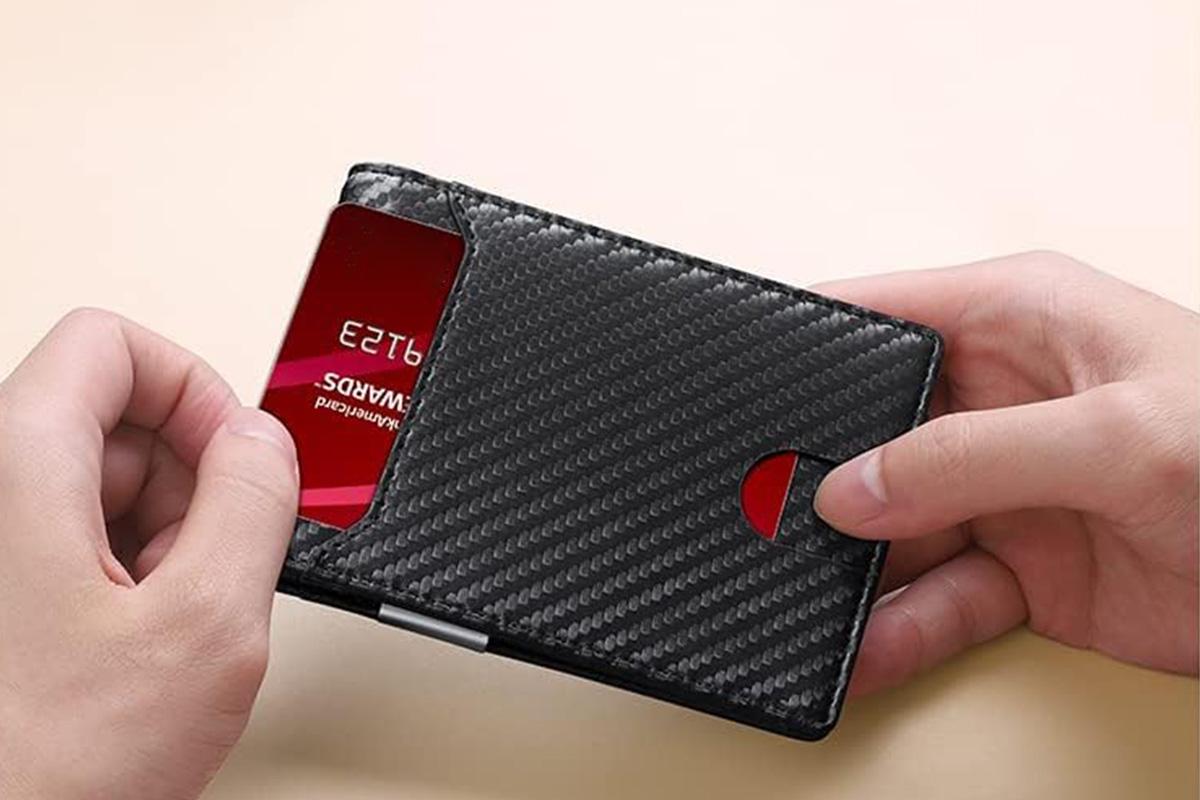 PU Leather Wallet RFID Blocking Front Pocket Bifold Card Holder-Black (IMPORTED)